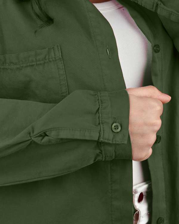 شومیز زنانه کتان بغل چاک دار قد 70 سبز تیره رویال جین Royal Jeans کد 202199 - تصویر 3