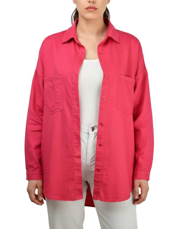 شومیز زنانه کتان قد 75 سرخابی رویال جین Royal Jeans کد 112746