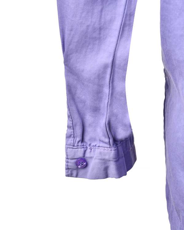 شومیز زنانه کتان بغل چاک دار قد 75 بنفش رویال جین Royal Jeans کد 000802 - تصویر 4