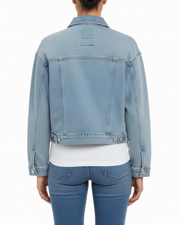کت زنانه جین کوتاه قد 50 آبی روشن رویال جین Royal Jeans کد 5286 - تصویر 2