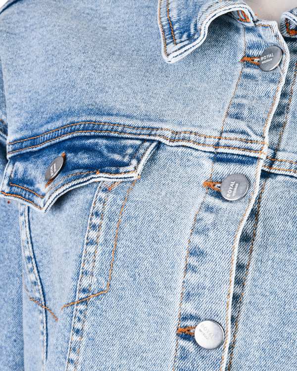 کت زنانه جین کوتاه قد 50 آبی روشن رویال جین Royal Jeans کد 5286 - تصویر 3