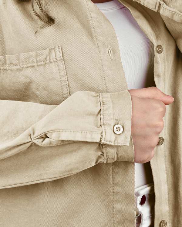 شومیز زنانه کتان قد 75 کرم تیره رویال جین Royal Jeans کد 000142 - تصویر 3