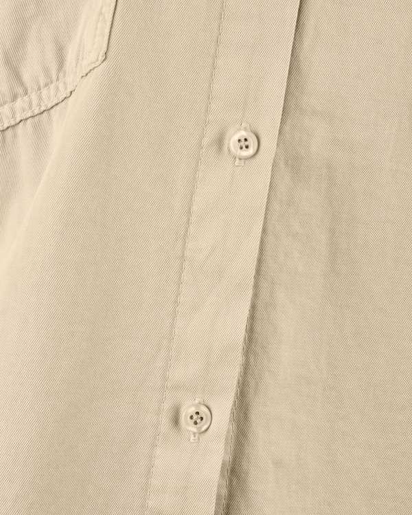 شومیز زنانه کتان قد 75 کرم تیره رویال جین Royal Jeans کد 000142 - تصویر 4