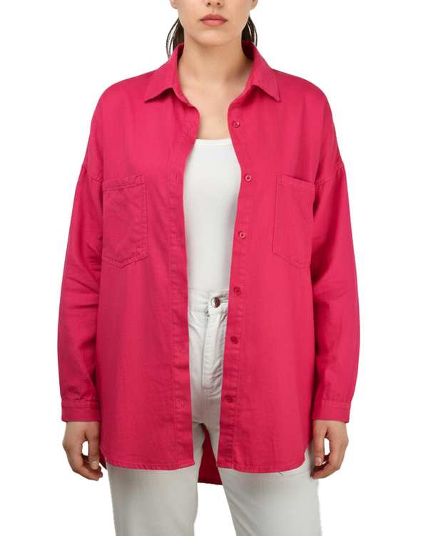 شومیز زنانه کتان قد 75 سرخابی رویال جین Royal Jeans کد 0005199