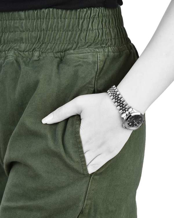 شلوار کتان زنانه بگ کمر کش قد 105 سبز تیره رویال جین Royal Jeans کد 0004001 - تصویر 5