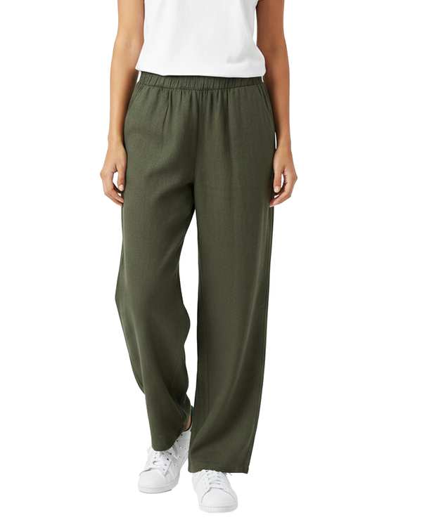 شلوار زنانه لینن بگ سبز تیره آماهی Amahi