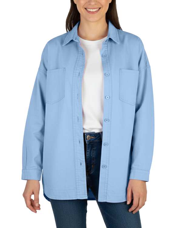 شومیز زنانه کتان آبی آسمانی آماهی Amahi