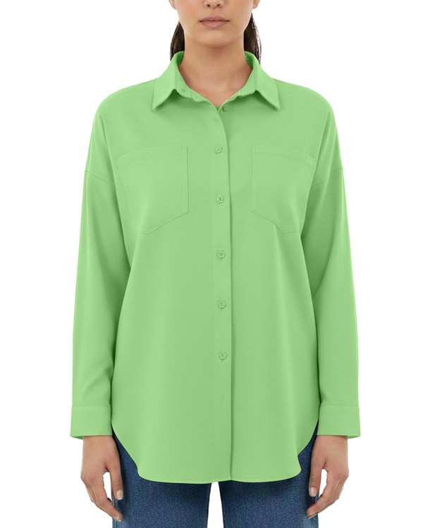 شومیز زنانه کتان سبز فسفری آماهی Amahi