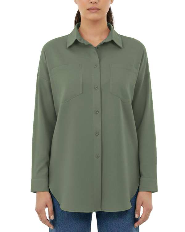 شومیز زنانه کتان سبز آماهی Amahi