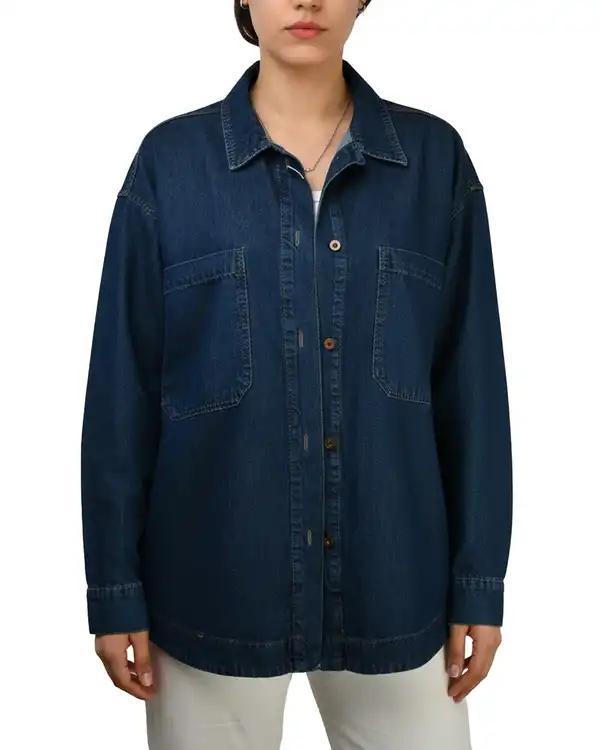 شومیز جین زنانه پایین هلال قد 70 آبی تیره رویال جین Royal Jeans کد 203414 ?>