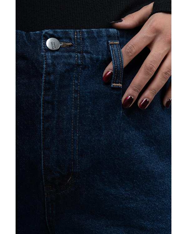 شلوار جین زنانه واید قد 90 سرمه ای رویال جین Royal Jeans کد 70004493 - تصویر 3