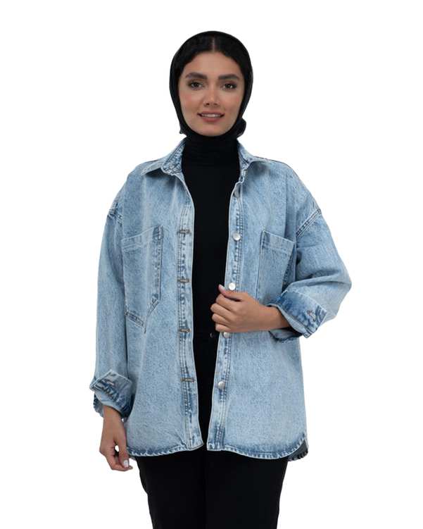 کت جین زنانه قد 75 آبی رویال جین Royal Jeans کد 1773