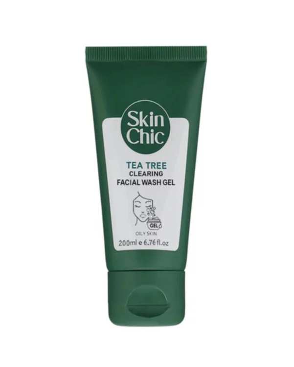 ژل شوینده صورت اسکین شیک Skin Chic مناسب پوست چرب و دارای آکنه حاوی عصاره روغن درخت چای 200ml