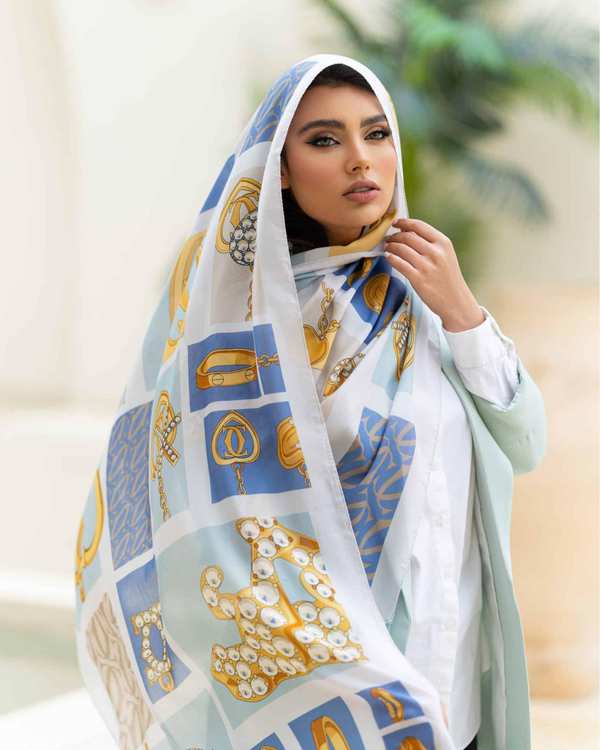 شال زنانه وال ترک آبی جی دو GIDO طرح چنل کد 845