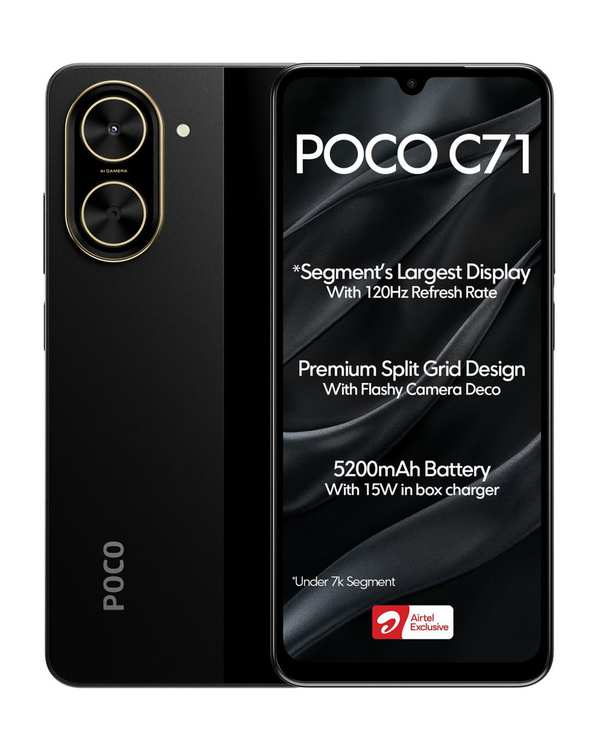 گوشی موبایل شیائومی مدل Poco C71 دو سیم کارت ظرفیت 64 گیگابایت و رم 3 گیگابایت مشکی