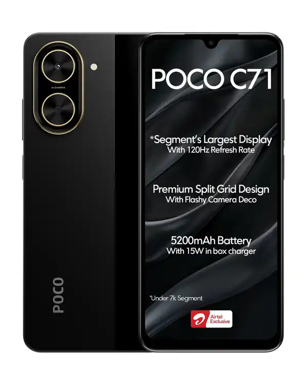 گوشی موبایل شیائومی مدل Poco C71 دو سیم کارت ظرفیت ۱۲۸ گیگابایت و رم ۴ گیگابایت مشکی