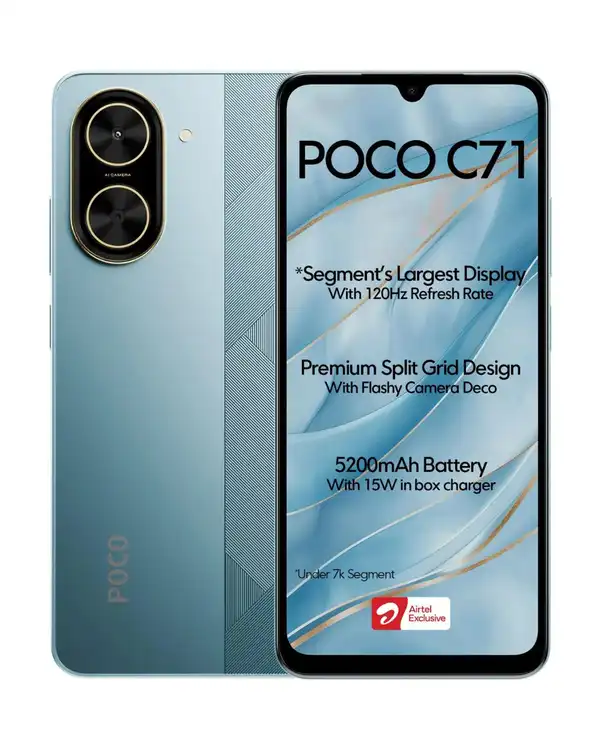 گوشی موبایل شیائومی مدل Poco C71 دو سیم کارت ظرفیت ۱۲۸ گیگابایت و رم ۴ گیگابایت آبی
