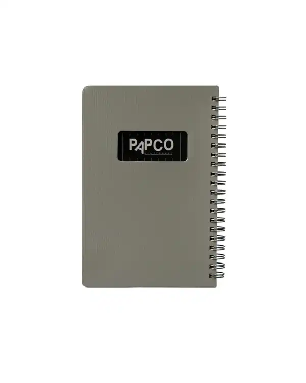 دفتر یادداشت متالیک سیمی 100 برگ نقره ای پاپکو Papco