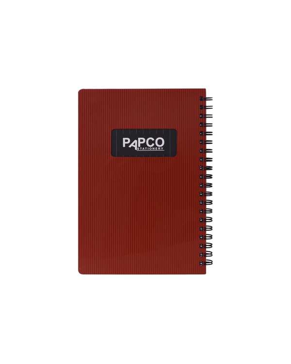 دفتر یادداشت متالیک سیمی 100 برگ قهوه ای پاپکو Papco