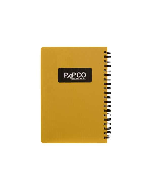 دفتر یادداشت متالیک سیمی 100 برگ زرد پاپکو Papco