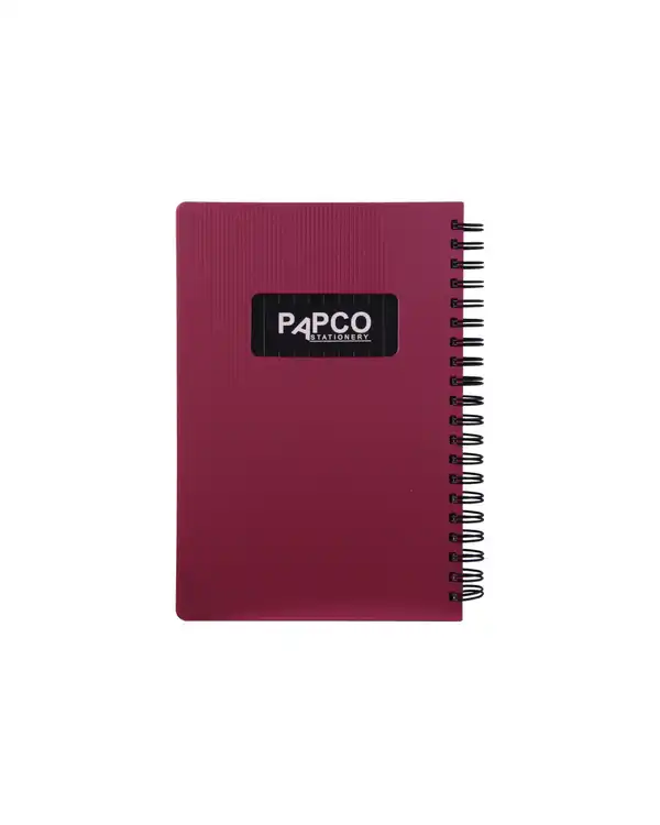 دفتر یادداشت متالیک سیمی 100 برگ زرشکی پاپکو Papco