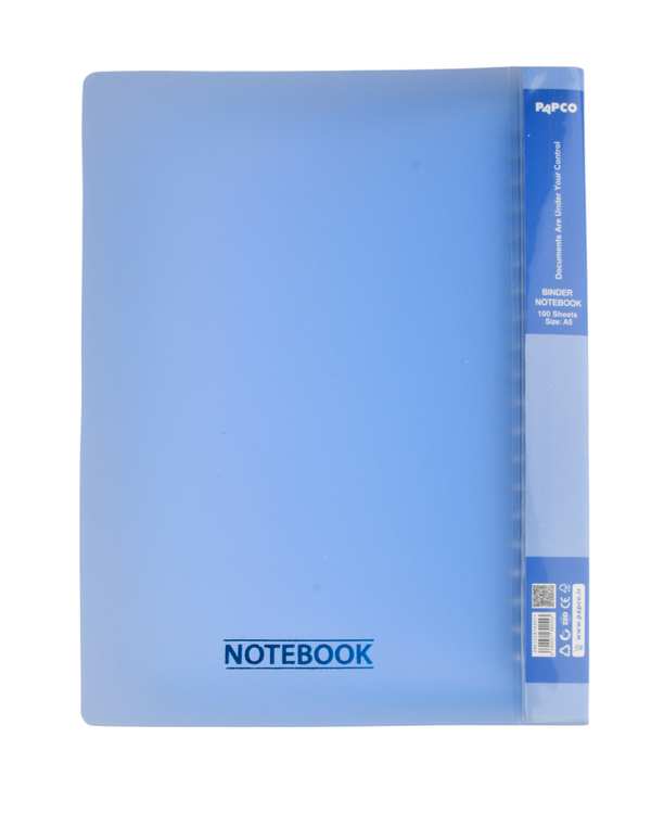 دفتر کلاسوری 100 برگ با قفل فلزی آبی پاپکو Papco سایز A5 کد NB-626