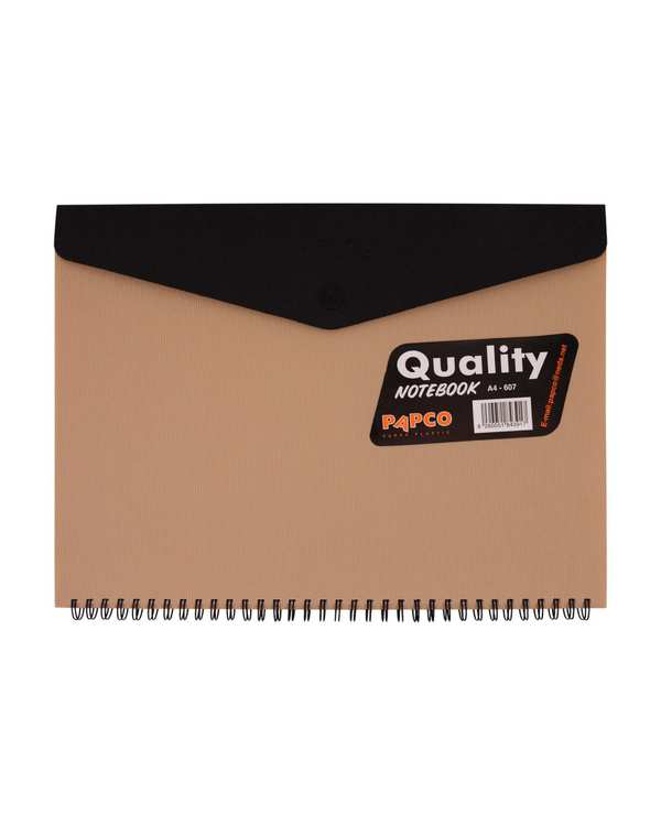 دفتر 80 برگ دکمه دار A4 کرم پاپکو Papco کد A4-607