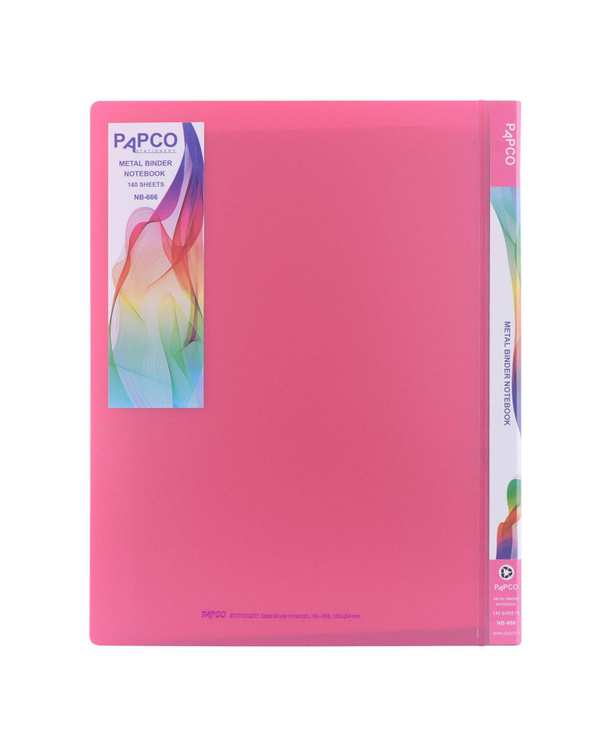 دفتر کلاسوری جیب دار 140 برگ صورتی پاپکو Papco کد NB-666