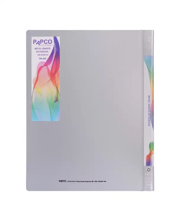دفتر کلاسوری جیب دار 140 برگ نقره ای پاپکو Papco کد NB-666