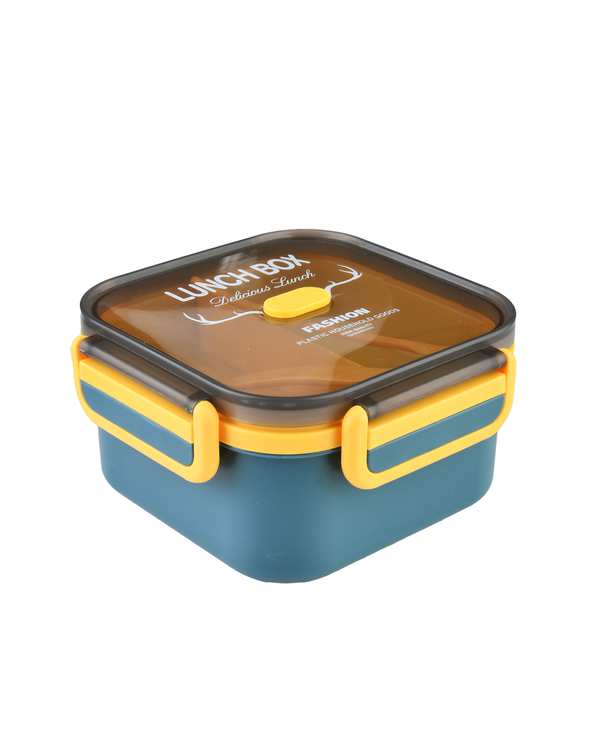 ظرف غذا مربع سرمه ای زرد کلاسیک Classic طرح گوزن مدل 15713