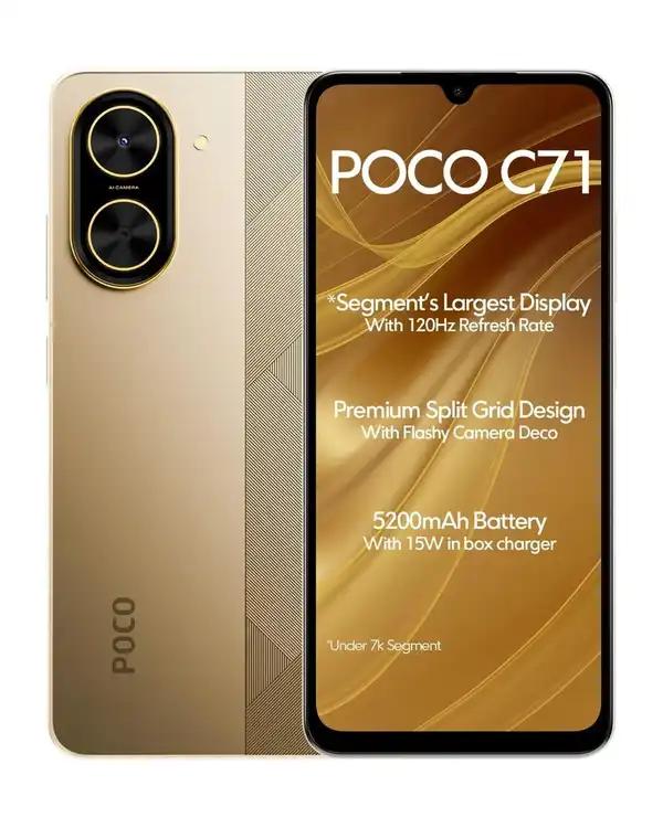 گوشی موبایل شیائومی مدل Poco C71 دو سیم کارت ظرفیت 64 گیگابایت و رم 3 گیگابایت طلایی