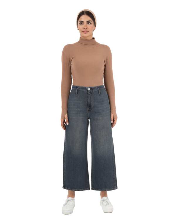 شلوار جین زنانه واید لگ قد 90 طوسی آبی رویال جین Royal Jeans مدل Royal jackpot کد 3102807