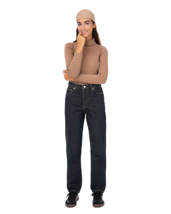 شلوار جین زنانه راسته اسلیم قد 100 سرمه ای رویال جین Royal Jeans مدل Royal jackpot کد 912886