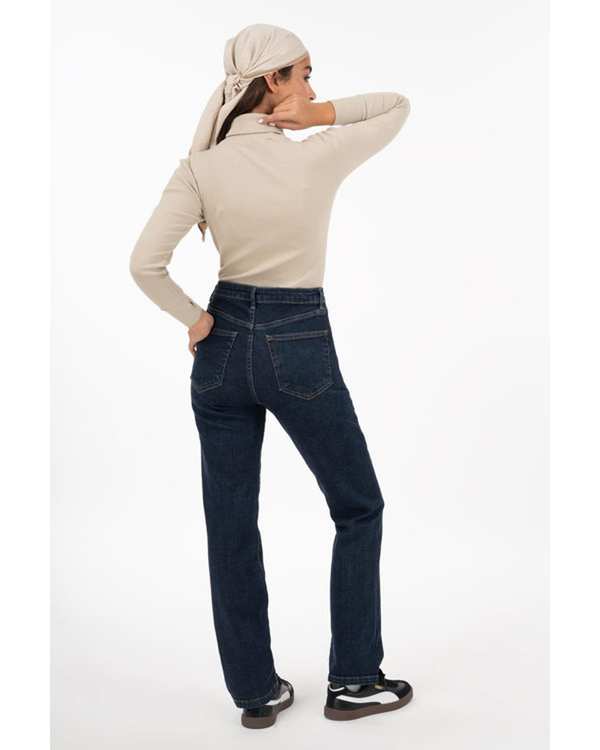 شلوار جین زنانه فلکس راسته قد 100 آبی تیره رویال جین Royal Jeans کد P300013475 - تصویر 2