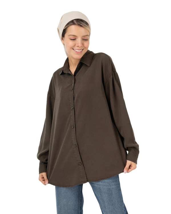 شومیز زنانه قد 70 قهوه ای رویال جین Royal Jeans مدل سونیا کد 0006605