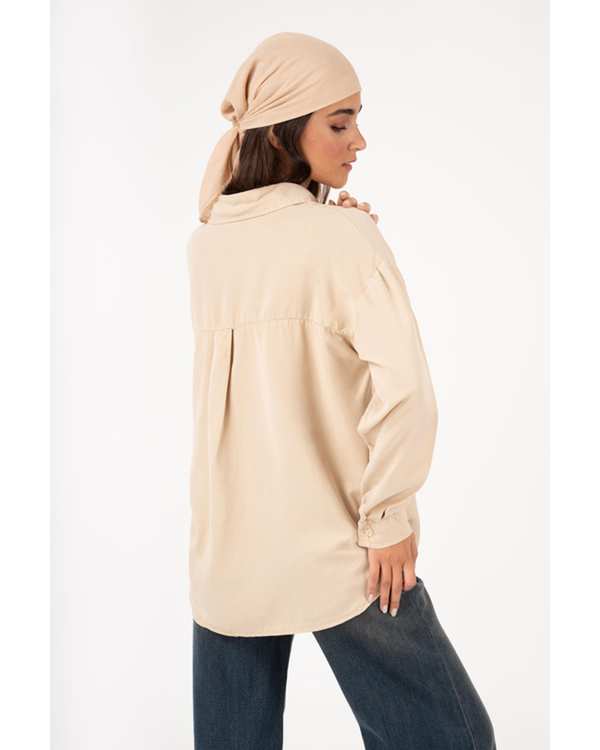 شومیز زنانه قد 70 کرم رویال جین Royal Jeans مدل سونیا کد 0006602 - تصویر 2