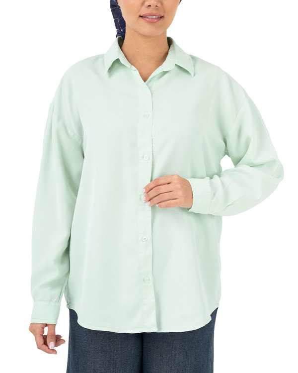 شومیز زنانه قد 70 سبز مغز پسته ای رویال جین Royal Jeans مدل سونیا کد 0006601