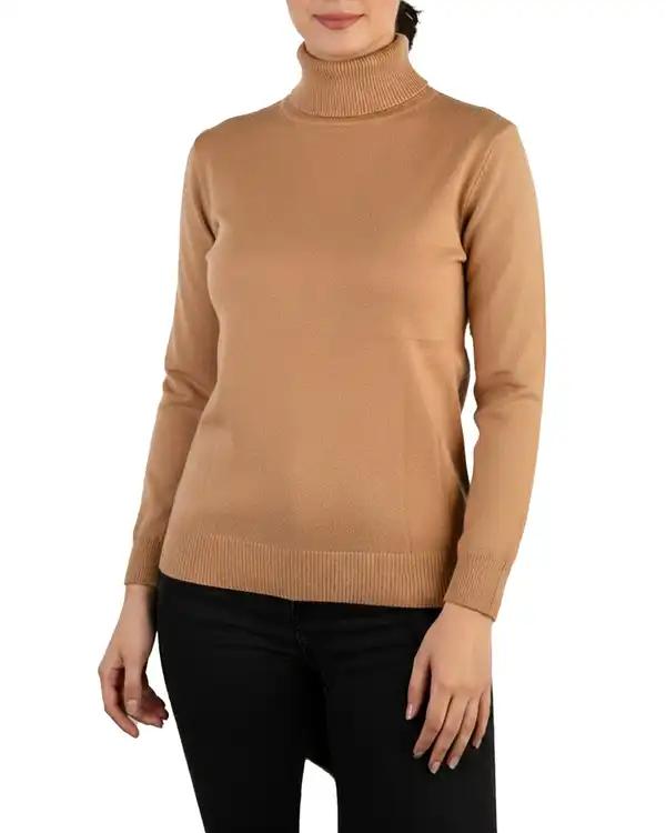 بلوز زنانه بافت یقه اسکی نسکافه ای آماهی Amahi کد 8146