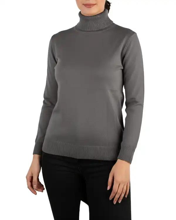 بلوز زنانه بافت یقه اسکی طوسی آماهی Amahi کد 8146