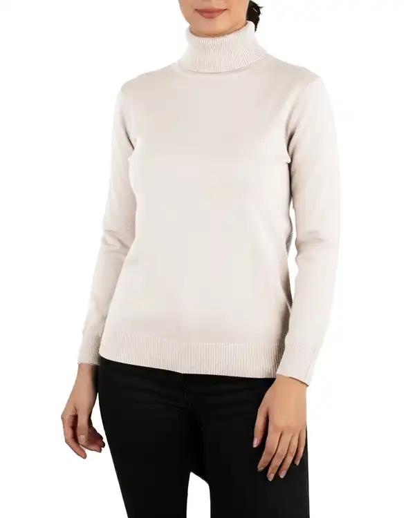 بلوز زنانه بافت یقه اسکی سفید آماهی Amahi کد 8146