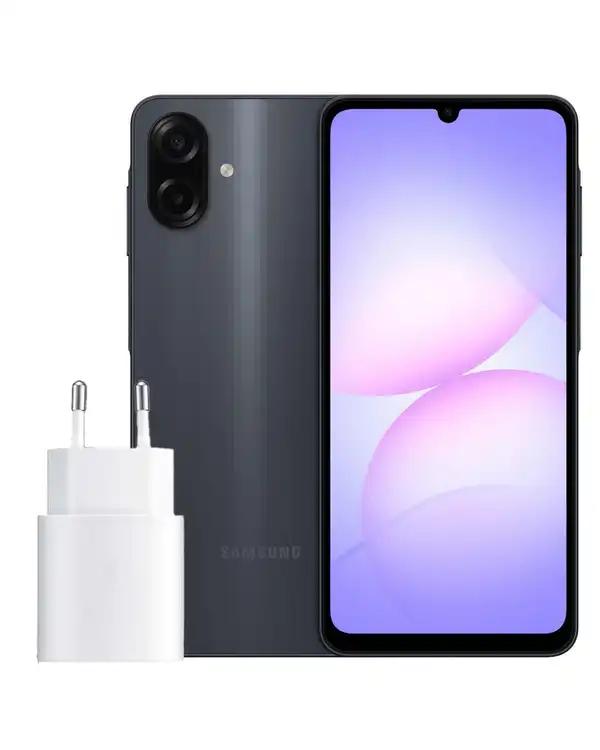 گوشی موبایل سامسونگ مدل Galaxy A07 دو سیم کارت ظرفیت ۱۲۸ گیگابایت و رم ۶ گیگابایت مشکی به همراه شارژر داخل جعبه