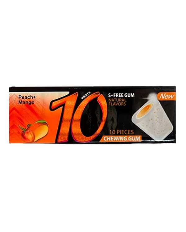 آدامس بدون شکر تن 10 با طعم هلو و انبه بسته 10 عددی