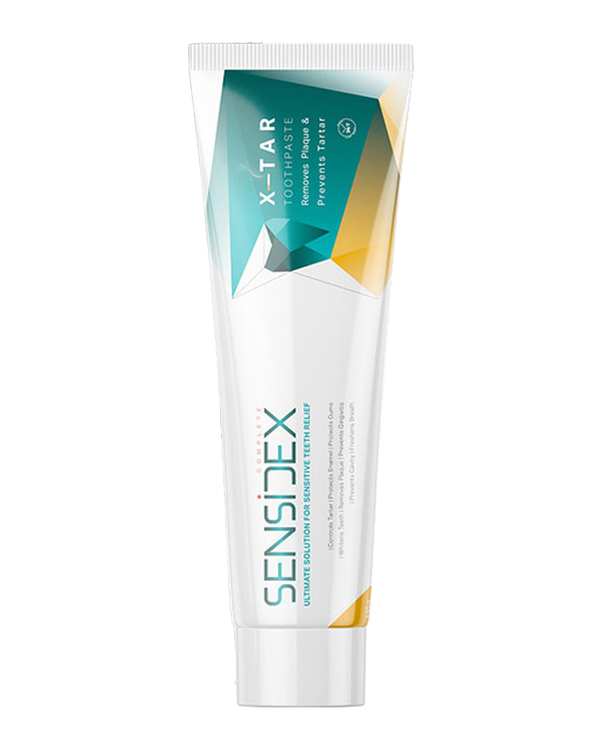 خمیردندان کامل ضد جرم دندان سنسیدکس Sensidex سری Advanced Relief مدل X-Tar حاوی ساینده ملایم وزن 130 گرم
