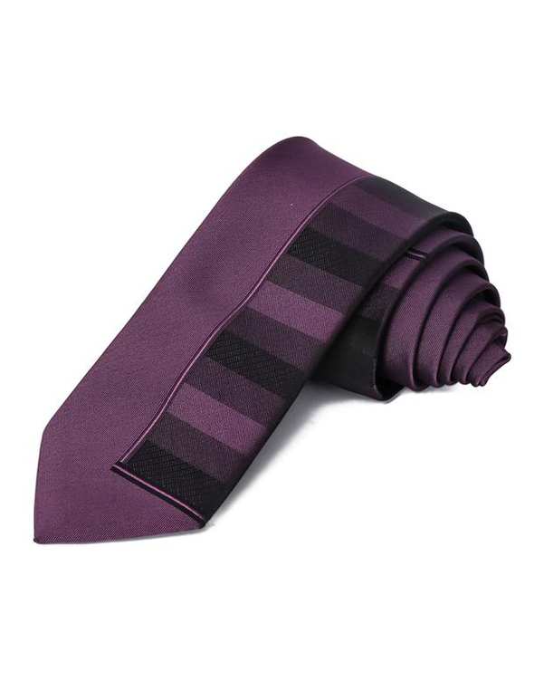 کراوات مردانه ساتن بادمجانی Young River