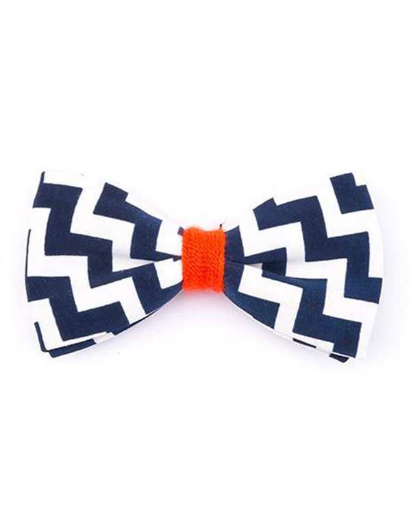 پاپیون پارچه ای سرمه ای سفید Happy Bowtie - تصویر 2