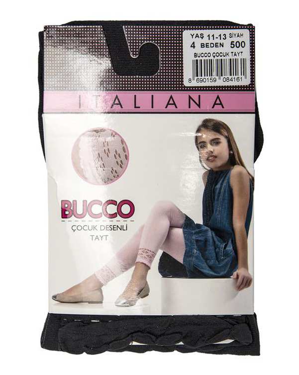 ساق شلواری دخترانه طرح بوکو نخ 60 مشکی Italiana