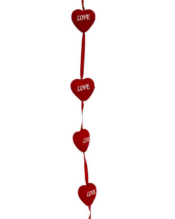 ​ریسه تزئینی 1.5 متری 12 عددی قلب قرمز مخملی