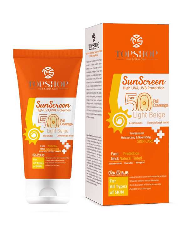کرم ضد آفتاب رنگی SPF50 تاپ شاپ بژ روشن - تصویر 2