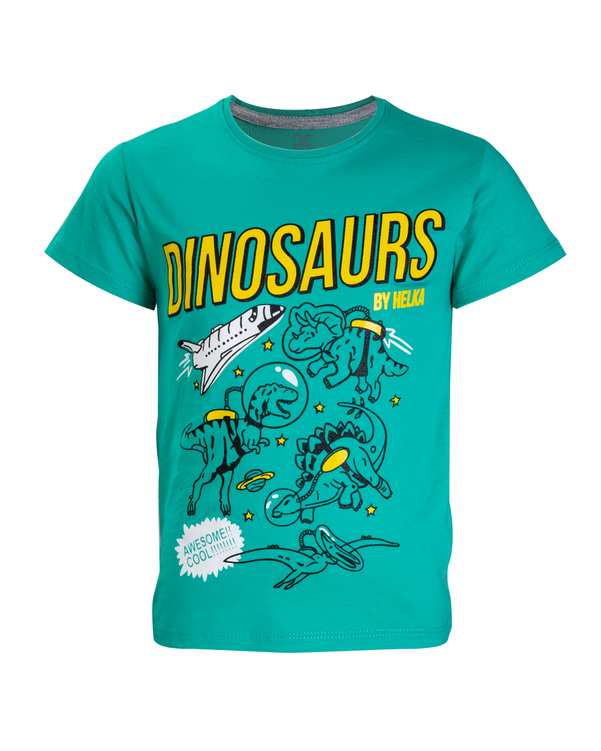 تی شرت پسرانه نخی سبز هلکا طرح دایناسور ?>