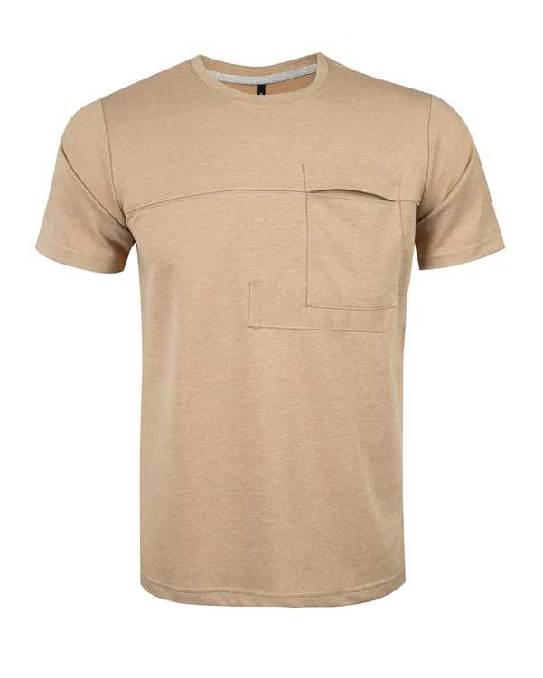 تی شرت مردانه نخی یقه گرد نسکافه ای بالون ?>